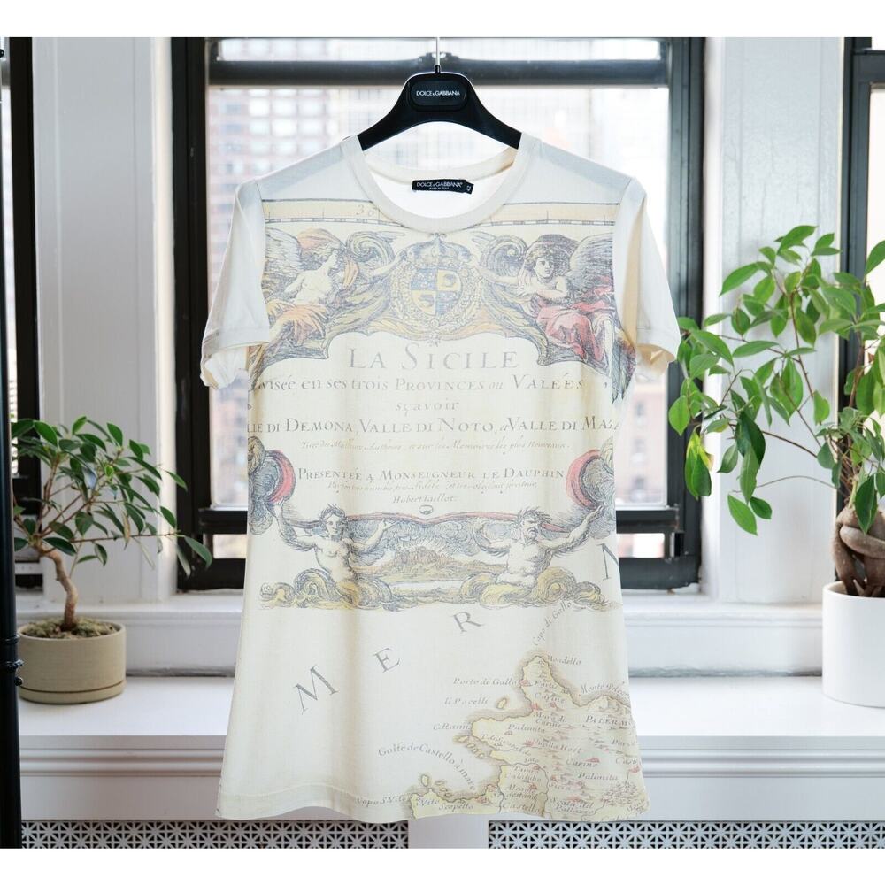 Dolce & Gabbana White "La Sicile" Helenic Print Angels T-shirt Top (IT 42)